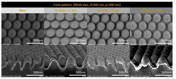 Motheye pattern 상부에 증착된 Au/TiO2/Au 메타 구조