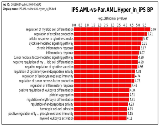 iPS AML에서 hyper methylated regions의 functional analysis (논문 준비 중)