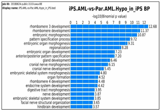 iPS AML에서 hypo methylated regions의 functional analysis (논문 준비 중)