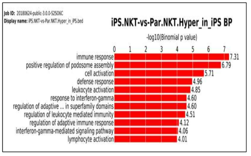 iPS NKT에서 hyper methylated regions의 functional analysis (논문 준비 중)