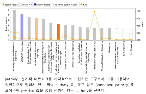 Ingenuity pathway analysis (IPA)에 의한 치주염 환자 단백질의 표준 경로 (Canonical pathway)