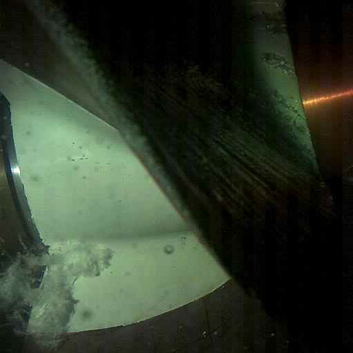 경사류 프로펠러에 시공된 도막에 발생한 캐비테이션 붕괴 현상