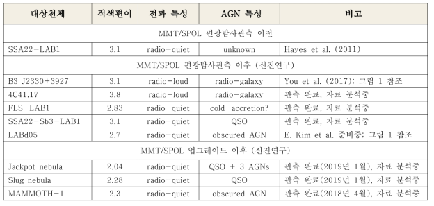 영상편광 관측이 이루어진 천체 목록 및 MMT/SPOL 탐사관측 진행상황