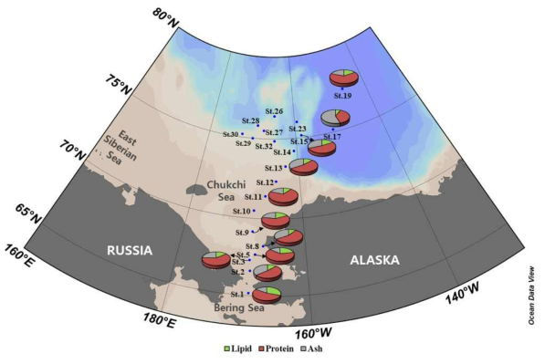 북극 베링해 북쪽 및 척치해 해역에서의 동물플랑크톤 생화학조성 (단백질, 지질, 회분)