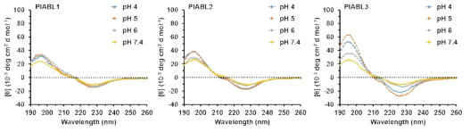 PIABL1, PIABL2, PIABL3의 CD 스펙트럼