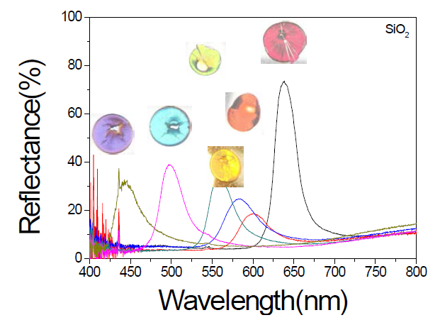 다양한 크기의 SiO2 reflectance 및 구조색