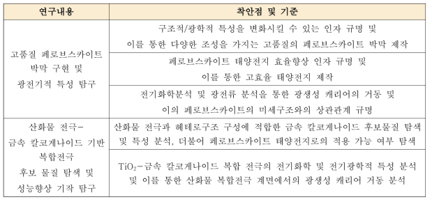 1차년도 연구내용 및 목표에 대한 평가 착안점 및 기준