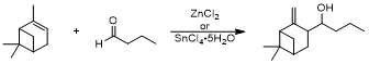 Suggested carbonyl-ene reaction between α-pinene and n-butyraldehyde