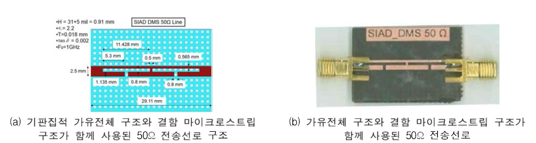 용량성과 유도성 섭동구조를 함께 적용한 전송선로