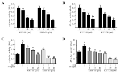 Effects of KIST0215-1II and KIST0215-2II on EGF-Induced Cell Proliferation and Phosphorylation of MEK, ERK1/2 and c-Fos