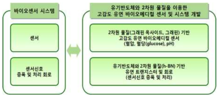 일반적인 바이오센서 시스템 구조와 최종 연구 목표인 바이오메디컬 센서 구조