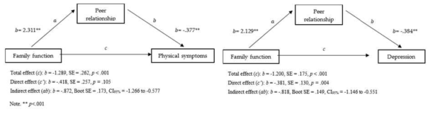 Mediation of Family Function and Physical Symptoms/Depression by Peer Relationship