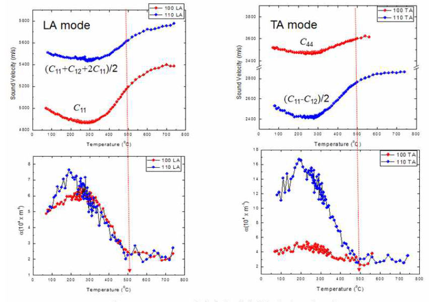 NBT-5%BT 단결정의 탄성계수의 온도의존성