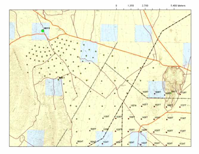 Map of the TALE surface detector. The TALE FD site can be seen near the top left of the figure