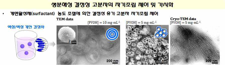 생분해성 반결정성 고분자의 자기조립 제어 및 TEM, Cryo-TEM 기반 가시화 기술 확보