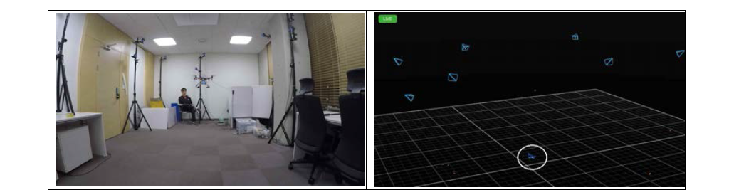 Optitrack 측위 시스템 및 인식된 무인이동체의 모습