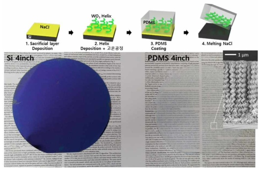 NaCl 버퍼층을 이용한 나노 구조체 (WO3) 대면적 전사 공정 결과
