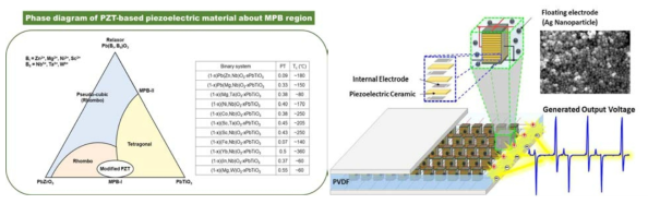 PZT기반 압전 소재의 Phase diagram 및 본 연구 소자의 모식도