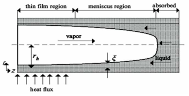 Schematic of the vapor-liquid interface profile in an MHP at a steady state