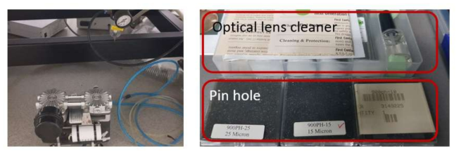 공정 조건 신뢰성, 재현성을 위한 광학 테이블용 펌프, 광학 렌즈용 클리너, 핀홀