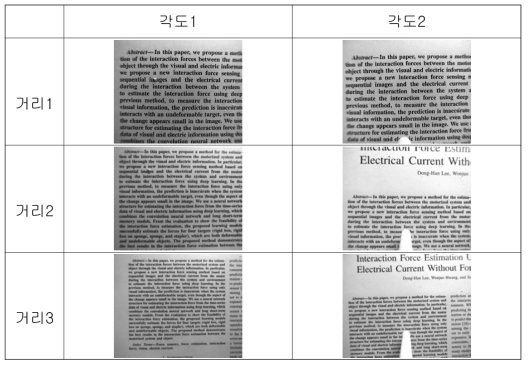 거리와 각도에 따른 영상 테스트