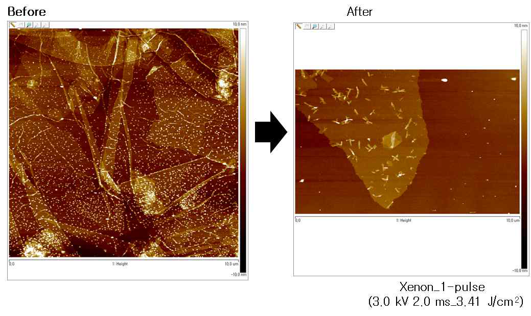 GO-금 나노입자 복합소재의 플래시 어닐링 후 AFM 이미지