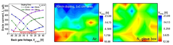 DETA 도핑에 의한 그래핀 전계효과 트랜지스터의 전기적 특성 및 도핑 분위기(Air, N2)에 따른 Vapor 도핑 방법의 균일도 차이