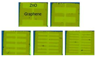 그래핀/ZnO 접촉 영역의 그래핀 패턴과 그래핀/ZnO 배리스터 소자 이미지