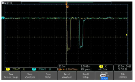 The signal when delay time is set to 16 ns