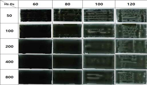 Hz 및 DS에 따른 전도성 고분자의 표면형상