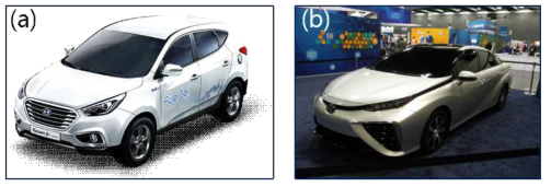 수소연료전지자동차: (a) 현대 투싼 ix 및 (b) 도요타 미라이