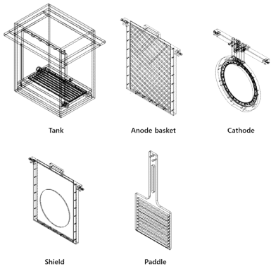 도금장비를 구성하는 개별 품목의 설계도