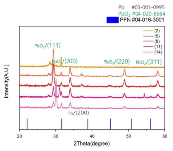 PFN을 400℃에서 4시간 증착 후 700℃에서 열처리한 박막의 XRD 패턴