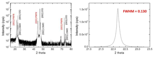 PLD를 이용하여 증착된 PNFN 박막의 XRD 패턴