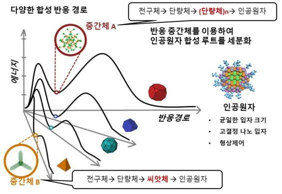 반응중간체를 이용하여 인공원자 합성루트를 세분화