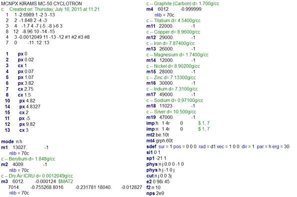 MCNPX 시뮬레이션 코드