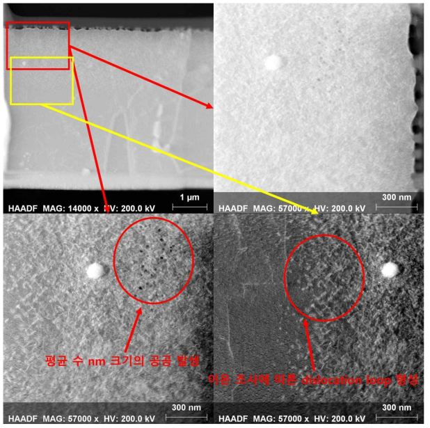 고온(475 ℃) 및 기계 응력(200 MPa) 조건 3.5 MeV Fe+ 이온 조사에 따른 FC.92-N 내 공극 및 공공 형성