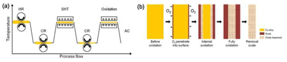 Schematic flow diagram showing the process in (a) and in (b) the internal oxidation method to design Al2O3 nanoparticle dispersed Cu alloys