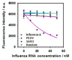 Influenza A, PEDV, SARS에 대응하는 분자-광학 지퍼를 이용하여 target 검출능 확인