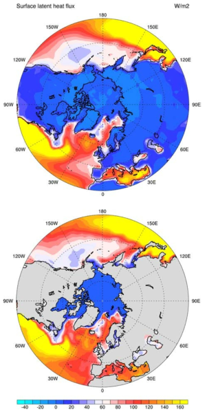 The same as in Figure 3.2.2.3 but for the surface latent heat flux