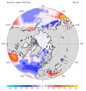 The same as in Figure 3.2.2.4 but for the surface latent heat flux