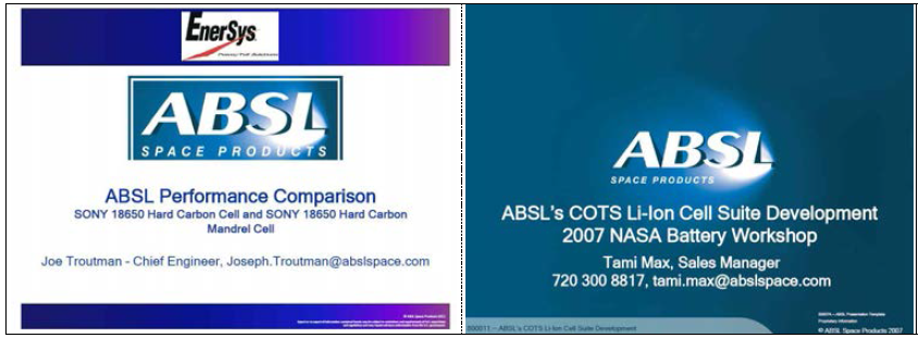 ABSL cell qualification을 위한 발표자료(NASA)