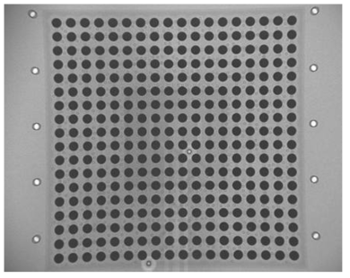 X-ray Microphotograph of BGA Solder Ball Array (U5 Component) Obtained after Manufacturing PCB Specimen