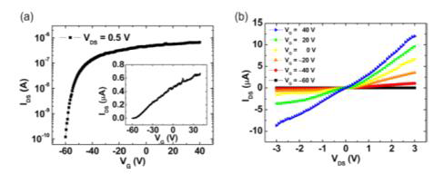 MoS2 트랜지스터의 기본적인 전기적 데이터 (ACS Nano, 9, 8044 (2015))
