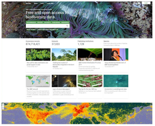 GBIF(Global Biodiversity Information Facility) 웹사이트