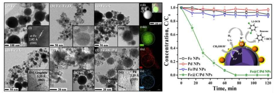 Fe@C/Pd 나노입자의 형태 관찰 및 촉매 활성