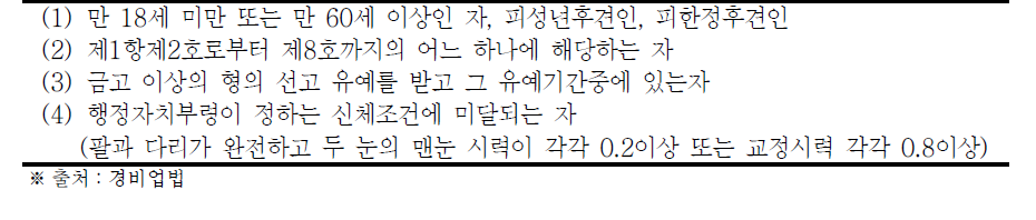 특수경비원의 결격사유