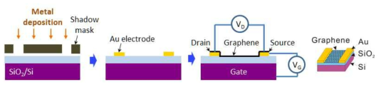 그래핀 FET 제작 과정 모식도