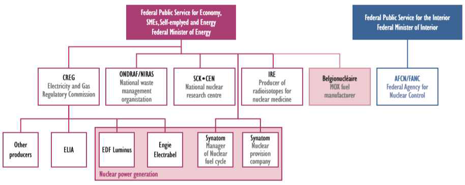 벨기에의 원자력 행정체계 자료: IEA(2016). Energy Policies of IEA Countries-Belgium 2016 Review, p.133