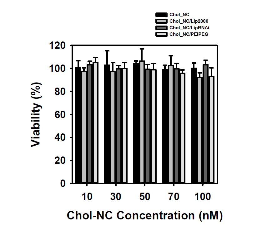Chol/NC/PEIPEG의 세포독성 실험 결과